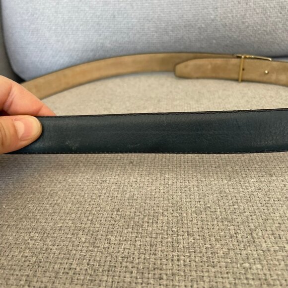 PIERRE CARDIN Blue Leather Belt Logo 32 / 80, Medium, 1 Inch Width - Picture 9 of 16